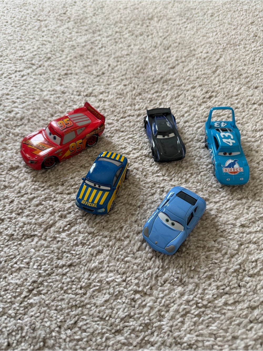 Disney Cars Die-Cast Set - Red, Dark Blue, Light Blue, Black, Yellow/Blue